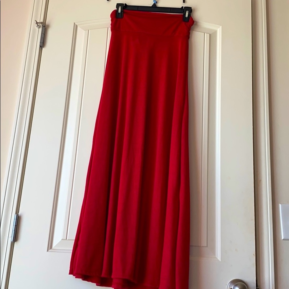 Red maxi skirt